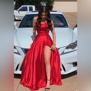 Red Satin Prom Dress